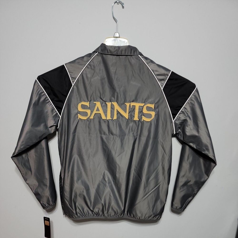 NFL ORLEANS SAINTS WINDBREAKER‎ JACKET  MEN'S SIZE L BLACK/GRAY HALF  ZIP